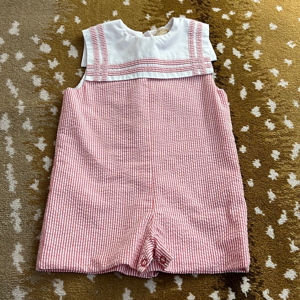 T.B.B.C Townes Jon Jon Seersucker Richmond Red 12 to 18 months